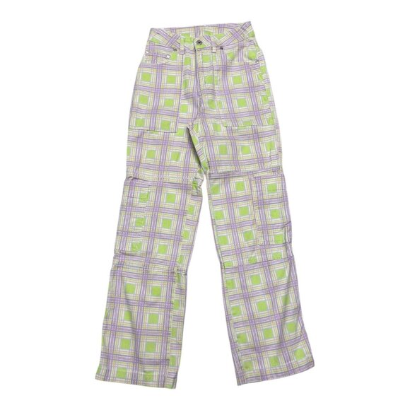 RUGGED JEANS Plaid Pastel Streetwear Cute Denim Pants Jeans Womens 24 - Picture 2 of 6